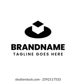 Hexagonal Box on Podium Logo, for businesses in logistics, technology, or packaging industries