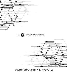 Hexagonal business pattern. Scientific medical research. Hexagons structure lattice. Geometric abstract background. Chemistry, science and technology concept. Vector illustration