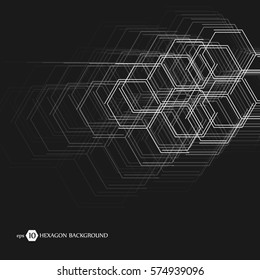 Hexagonal business pattern. Scientific medical research. Hexagons structure lattice. Geometric abstract background. Chemistry, science and technology concept. Vector illustration