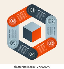 Hexagonal business presentation template with text areas. Infographic design element