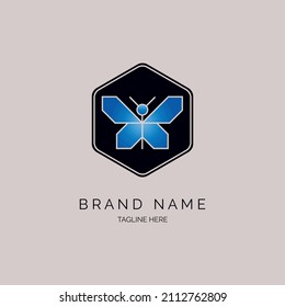hexagonal butterfly logo icon template design for brand or company and other