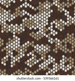 Hexagonal camouflage  on a brown background