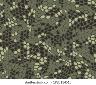 Hexagonal camouflage seamless patern. Abstract modern endless digital contemporary design texture. Military geometric ornament for fabric, fashion and vinyl wrap print. Vector illustration.