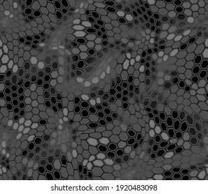 Hexagonal camouflage seamless patern. Abstract modern endless digital contemporary design texture. Military geometric ornament for fabric, fashion and vinyl wrap print. Vector illustration.