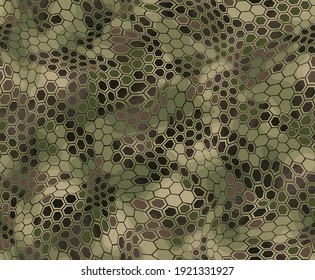 Hexagonal camouflage seamless patern. Abstract modern endless digital contemporary design texture. Military geometric ornament for fabric, fashion and vinyl wrap print. Vector illustration.