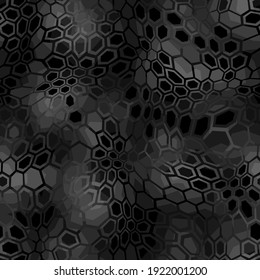 Hexagonal camouflage seamless patern. Abstract modern endless digital contemporary design texture. Military geometric ornament for fabric, fashion and vinyl wrap print. Vector illustration.