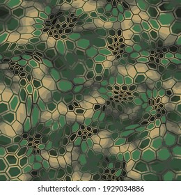 Hexagonal camouflage seamless patern. Abstract modern endless digital contemporary design texture. Military geometric ornament for fabric, fashion and vinyl wrap print. Vector illustration.