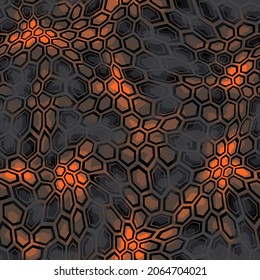 Patrón sin fisuras de camuflaje hexagonal. Resumen de la textura moderna de diseño digital contemporáneo. Ornamento geométrico militar para la impresión de tela, moda y envoltura de vinilo. Ilustración vectorial.