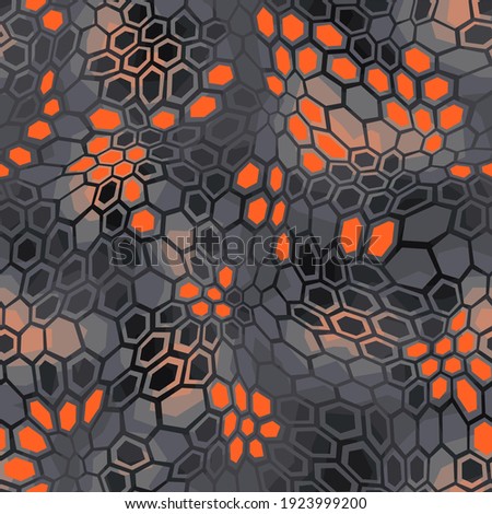 Hexagonal camouflage seamless patern. Abstract modern endless digital contemporary design texture. Military geometric ornament for fabric, fashion and vinyl wrap print. Vector illustration.