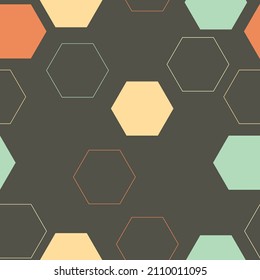 Hexagonal camouflage seamless pattern. Abstract digital geometric military endless camo background texture for fabric and fashion print. Vector illustration.  Hand painted colorful illustration