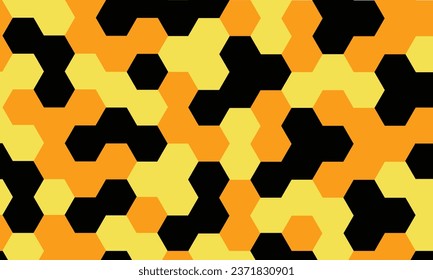 Hexagonal camouflage seamless pattern. Abstract modern geometric military endless background texture for fabric and fashion print. Vector illustration.