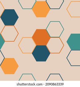 Hexagonal camouflage seamless pattern.  Modern hexagon tile abstract background