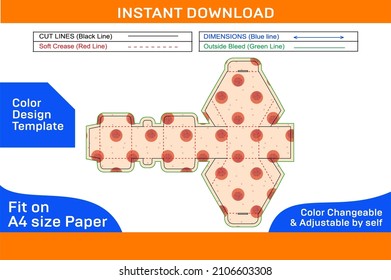 Hexagonal cardboard box or hexagonal gift box dieline template and 3d box design