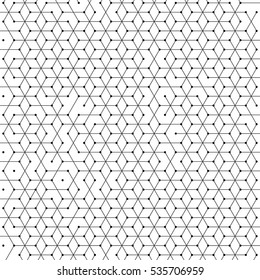 Hexagonal Cells Background Of Abstract Hexagon Geometric Mesh Pattern. Polygonal Net Structure Of Lines Connection With Dots