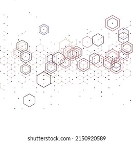 a lot of hexagonal cells communication connection