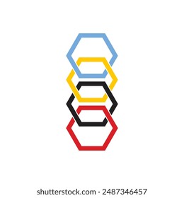 Hexagonal chain links logo. Tech connection concept.