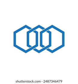 Hexagonal chain links logo. Tech connection concept.