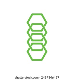 Hexagonal chain links logo. Tech connection concept.