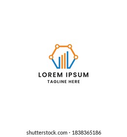 Hexagonal con la plantilla de diseño de iconos del logotipo de finanzas de la barra de gráficos vector