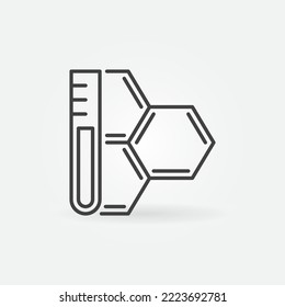 Hexagonal Chemical Formula and Test Tube Vektorchemie Experiment Konzept Symbol oder Zeichen im Rahmenstil