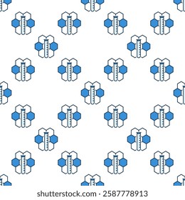 Hexagonal Chemical Formula and Test-Tube vector concept blue seamless pattern 