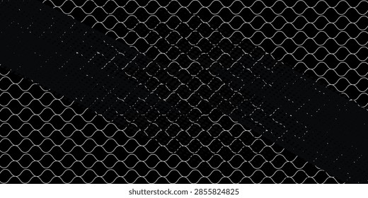 Hexagonal Chicken Wire Mesh Pattern On Black Background — Metal Wire Fence Texture.vector	
