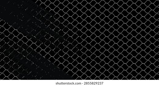 Hexagonal Chicken Wire Mesh Pattern On Black Background — Metal Wire Fence Texture.vector.eps10
