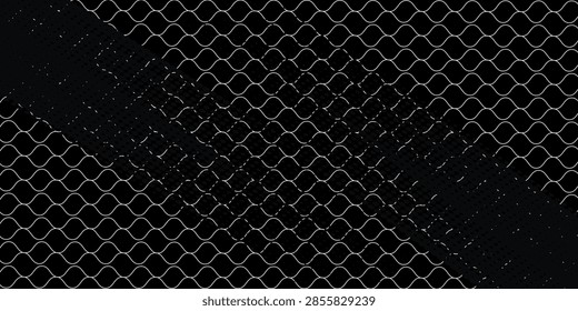 Hexagonal Chicken Wire Mesh Pattern On Black Background — Metal Wire Fence Texture.vector.modern.art

