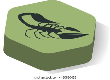 Hexagonal Coin with the image of scorpion. Isolated on a white background. Vector illustration EPS 10