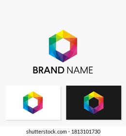 Diseño de logotipo completo de color exagerado concepto de diseño de vectores de ideas creativas
