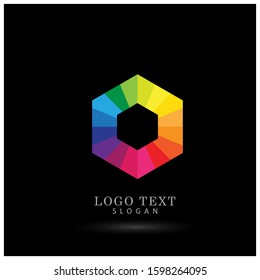 Hexagonal Color Spectrum Logo. Symbol & Icon Vector Template.