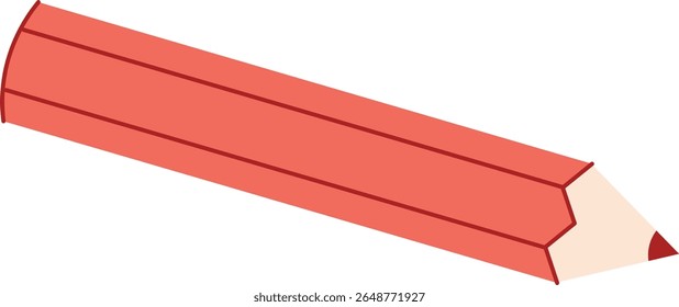Um lápis de cor hexagonal com uma ponta afiada em um estilo limpo e plano. A ilustração representa uma única ferramenta de escrita com uma forma geométrica. Ilustração de vetor de desenhos animados.