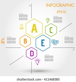 plantilla infográfica hexagonal colorida