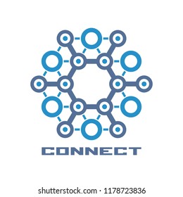 Hexagonal connection logo template.