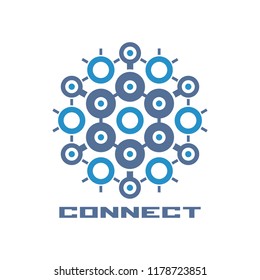 Hexagonal connection logo template.