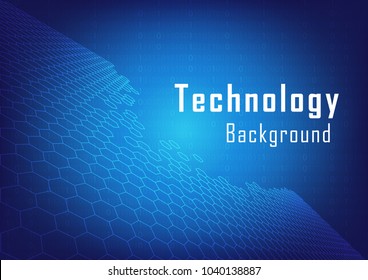 Hexagonal continuous line technology abstract background with illuminated concept, Vector illustration, Space for custom to put a message.
