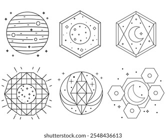 Arte lunar cósmico hexagonal agradable