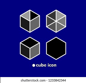hexagonal cube box on a blue background.Illustration .paper Gift.Box icon set.Simple Set of Abstract Product Related Vector Line Icons. 3D hexagonal shape is a geometric shape .Icon. Company logo.