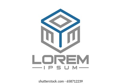 hexagonal cube line logo concept