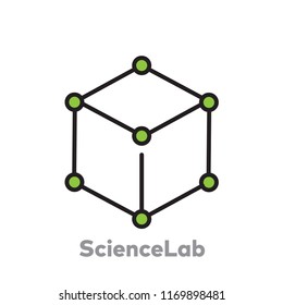 Hexagonal Cube Line Logo Icon Emblem for Science