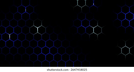 Fondo azul del ciberespacio hexagonal. Patrón de tecnología de rejilla hexagonal.
