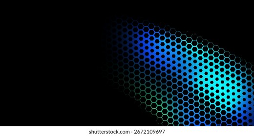 Hexagonal cyberspace blue background. Hexagon grid tech pattern. Eps10