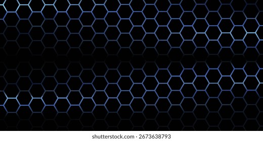 Fondo azul del ciberespacio hexagonal. Patrón de tecnología de rejilla hexagonal.