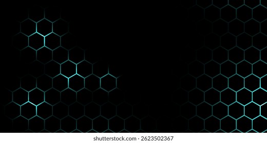 Hexagonal cyberspace green background. Hexagon grid tech pattern.