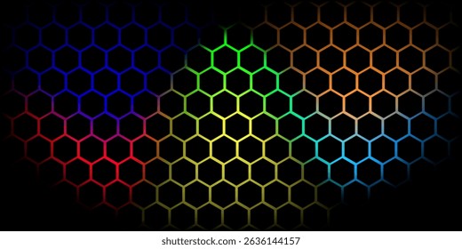 Hexagonal cyberspace green background. Hexagon grid tech pattern.