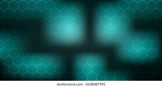 Hexagonal cyberspace green background. Hexagon grid tech pattern.