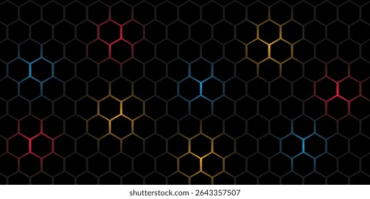 Hexagonal cyberspace green background. Hexagon grid tech pattern.
