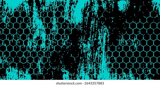 Fondo verde del ciberespacio hexagonal. Patrón de tecnología de rejilla hexagonal.