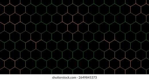 Hexagonal cyberspace green background. Hexagon grid tech pattern.