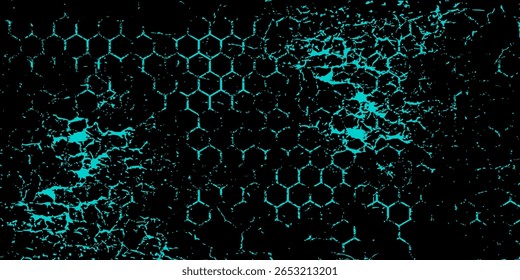 Fondo verde del ciberespacio hexagonal. Patrón de tecnología de rejilla hexagonal.